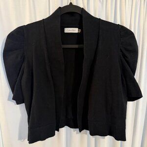 Calvin Klein Cropped Cardigan Shrug in Black, Size L